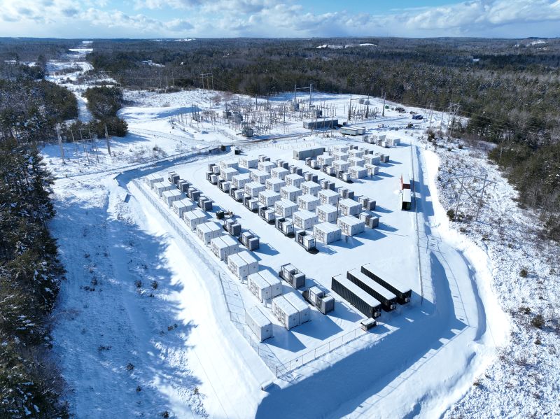 Bridgewater Gride-Scale Battery Site during winter covered by snow all over